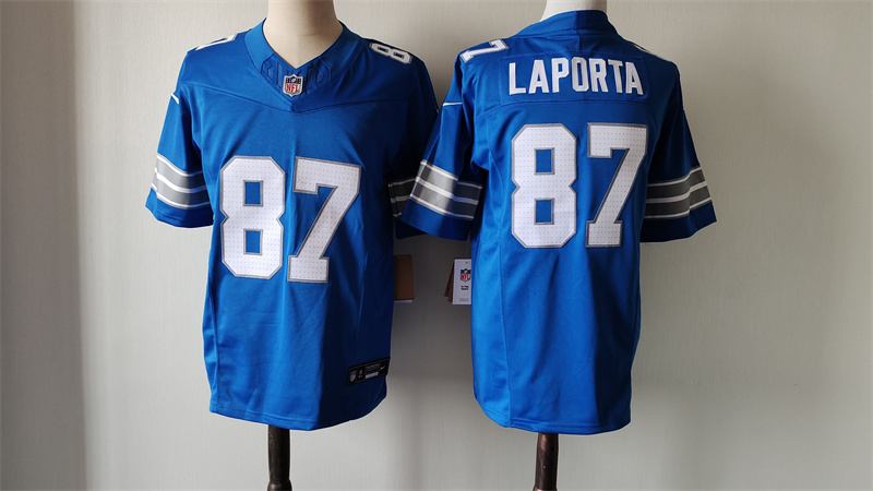 Men's Detroit Lions #87 Sam LaPorta Blue 2024 F.U.S.E. Vapor Limited Stitched Jersey